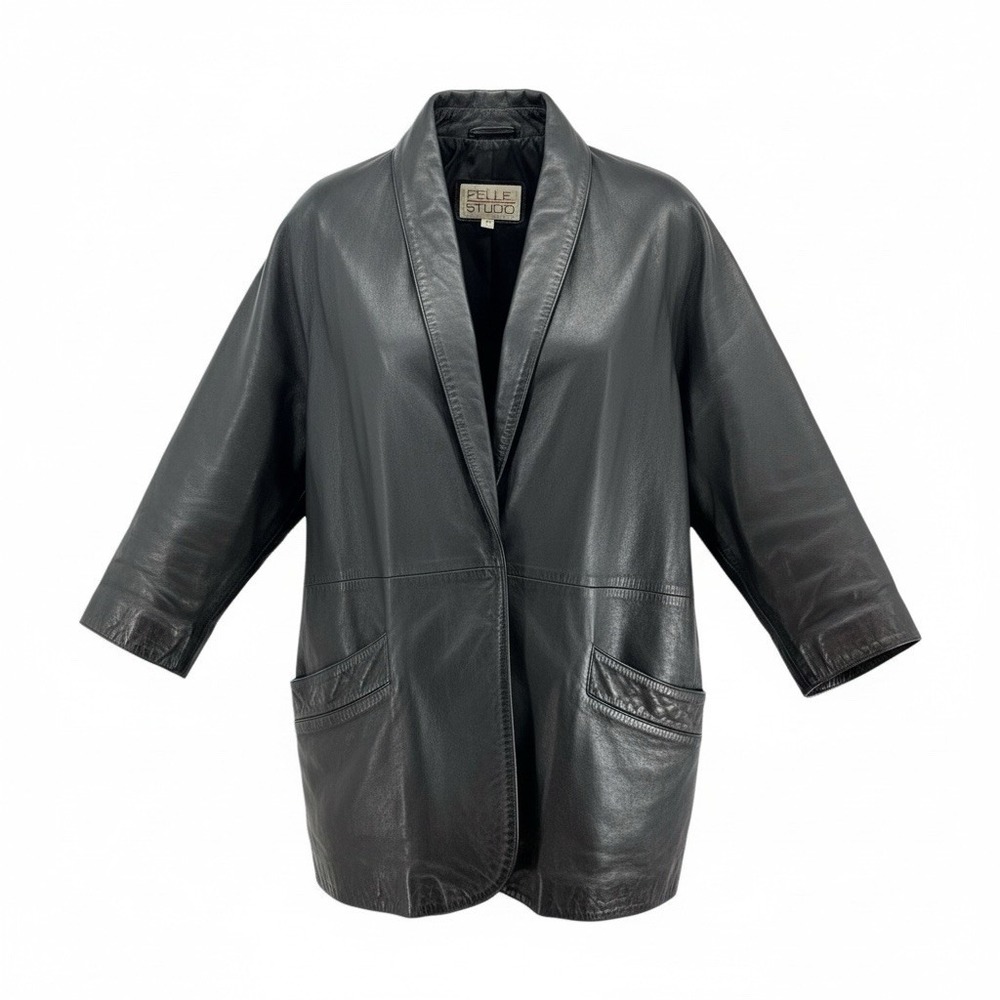 80s‎ 'Pelle Studio' Black Leather Jacket / Small